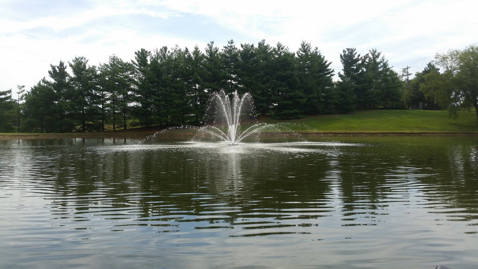 Fountain in large pond